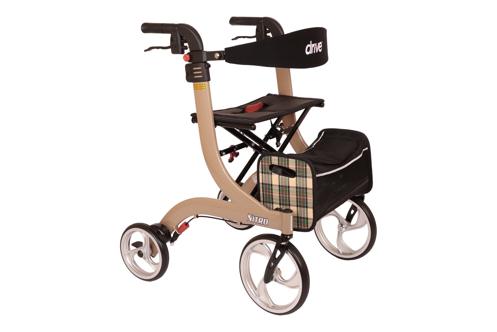 Faltbarer Rollator mit Sitzfläche und Einkaufskorb