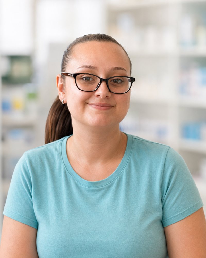 Porträt von Laura im Verkaufsraum des Sanitätshauses